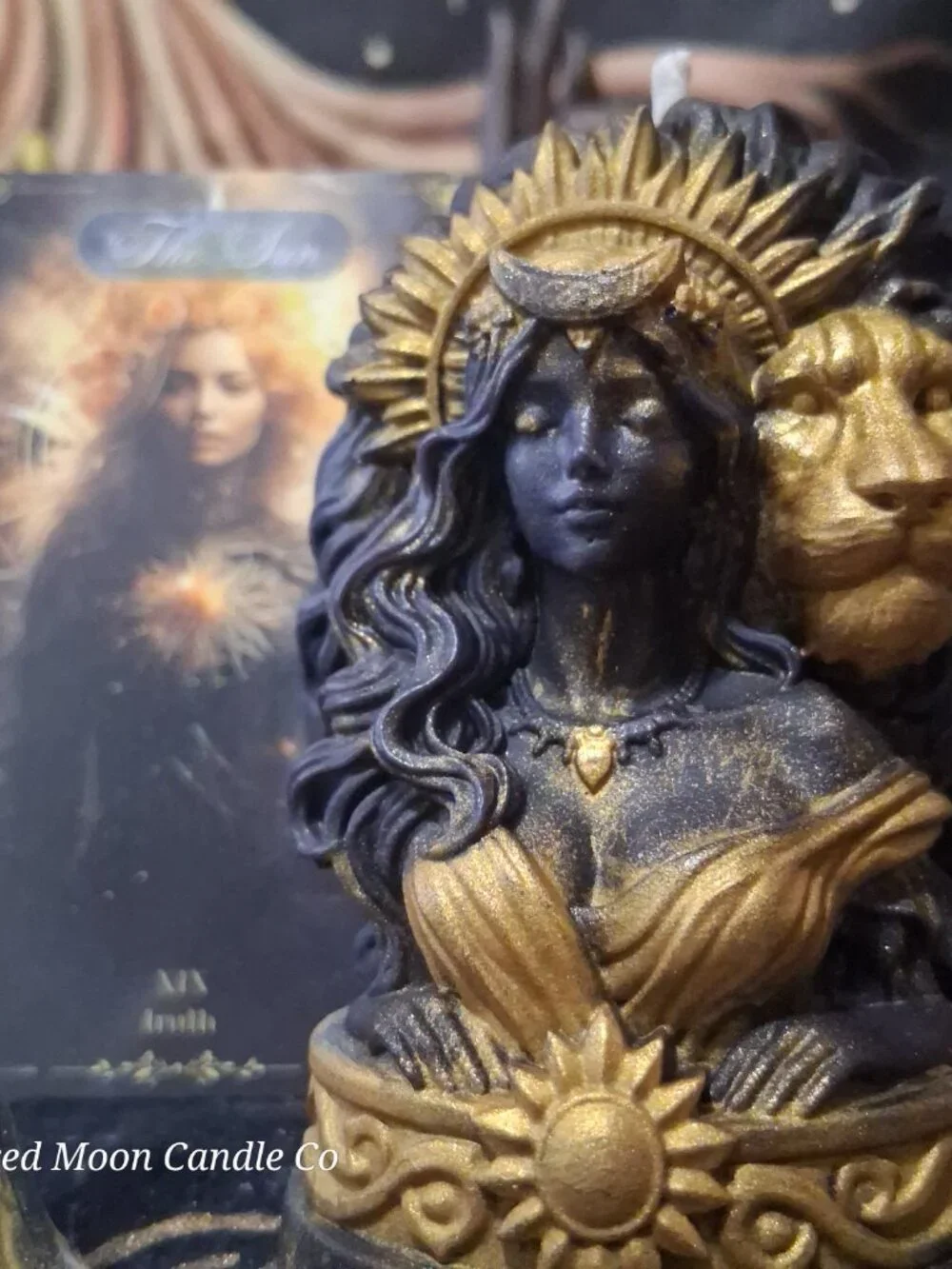 Sekhmet — Goddess of Ra Luxury Ritual Candle | Hand-Sculpted Lioness Warrior | D